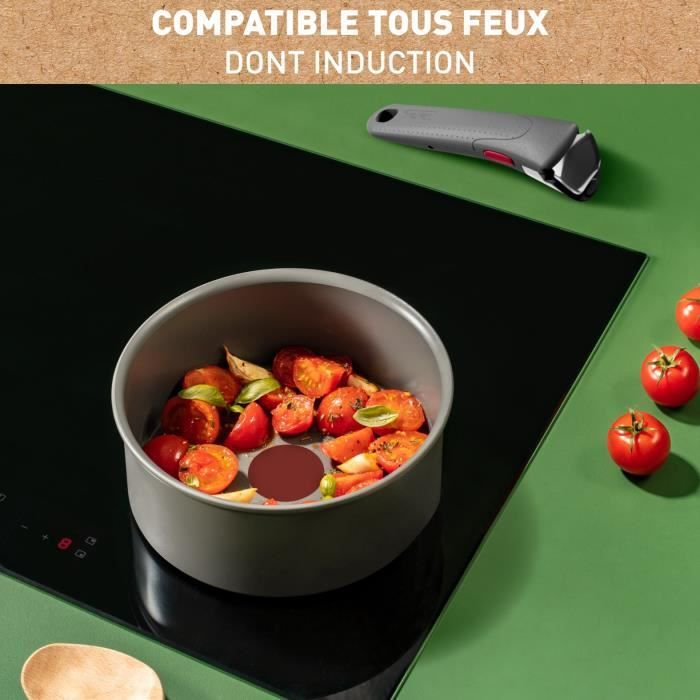 TEFAL INGENIO Renew Poele 28cm, Casserole 18cm, Poignée, Induction, Céramique antiadhésive, Eco-conçue, Fabriqué en France L2609302