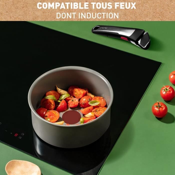 TEFAL INGENIO Renew Batterie de cuisine 5 pieces, Induction, Céramique antiadhésive, Eco-conçue, Fabriqué en France L2619002