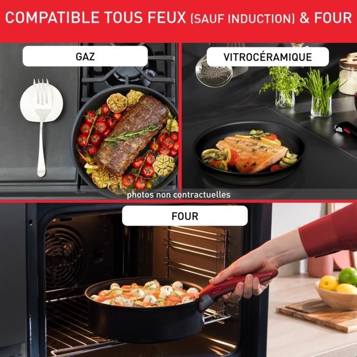 TEFAL INGENIO Hard Stone Lot Poeles 22/26 cm, Casseroles 16/20 cm, Poignée, Non induction, Antiadhésif, Fabriqué en France L4409002