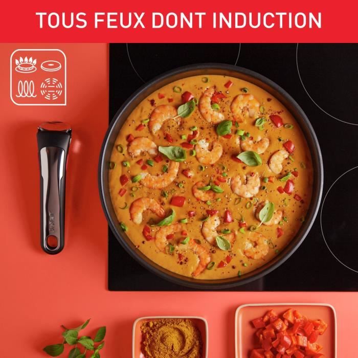 TEFAL INGENIO Preference Sauteuse 24 cm, Induction, Revetement antiadhésif, Inox, Fabriqué en France L9733502