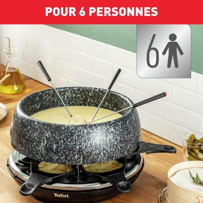 TEFAL Appareil a raclette, 6 personnes, Compact, Rangement facile, Livre de recettes inclus, Fabriqué en France RE12C801