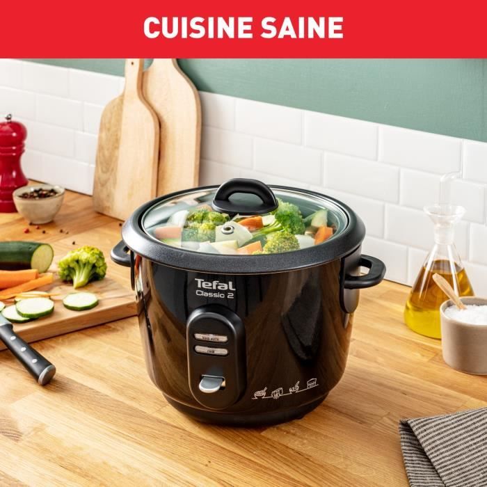 TEFAL Cuiseur a riz, Cuve antiadhésive, Capacité 900 g de riz, Cuiseur vapeur, Maintien au chaud, Classic 2 RK102811