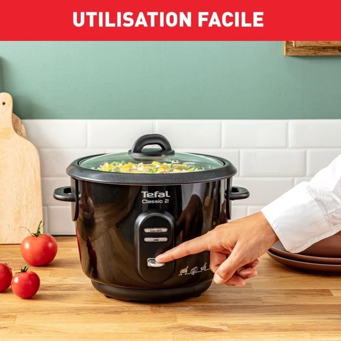 TEFAL Cuiseur a riz, Cuve antiadhésive, Capacité 900 g de riz, Cuiseur vapeur, Maintien au chaud, Classic 2 RK102811