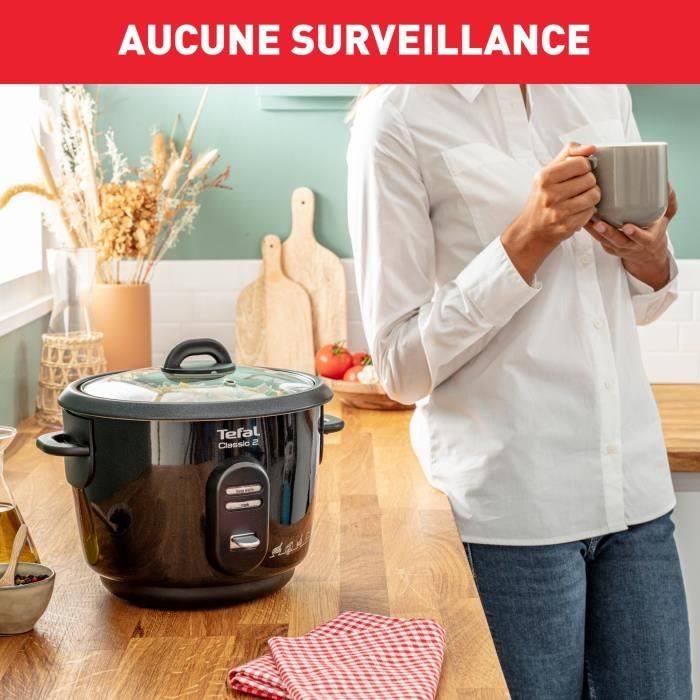 TEFAL Cuiseur a riz, Cuve antiadhésive, Capacité 900 g de riz, Cuiseur vapeur, Maintien au chaud, Classic 2 RK102811