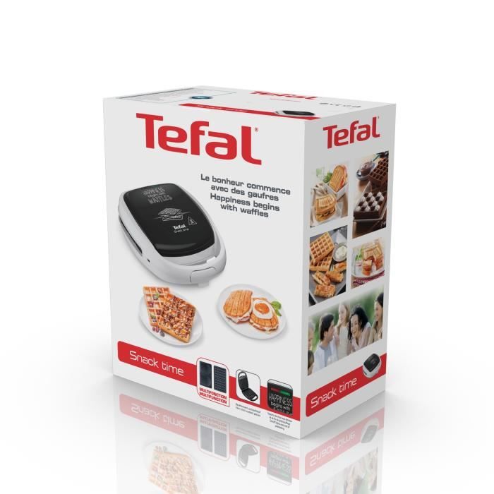 TEFAL Croque gaufre, Jeux de plaque inclus, Indicateur lumineux, Loquet poignée, Rangement vertical Snack Time Happiness SW341112