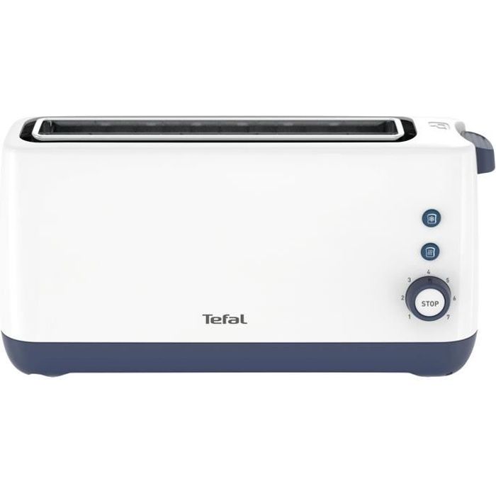 TEFAL Minim Grille-pain compact, Fente extra-large, 7 niveaux de dorage, Réchauffe et décongele, Ramasse-miettes amovible TL302110