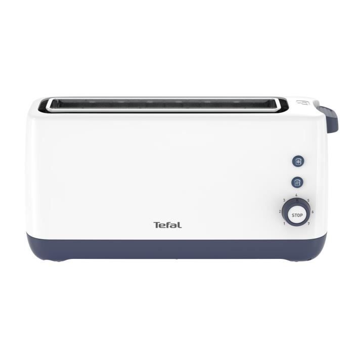 TEFAL Minim Grille-pain compact, Fente extra-large, 7 niveaux de dorage, Réchauffe et décongele, Ramasse-miettes amovible TL302110