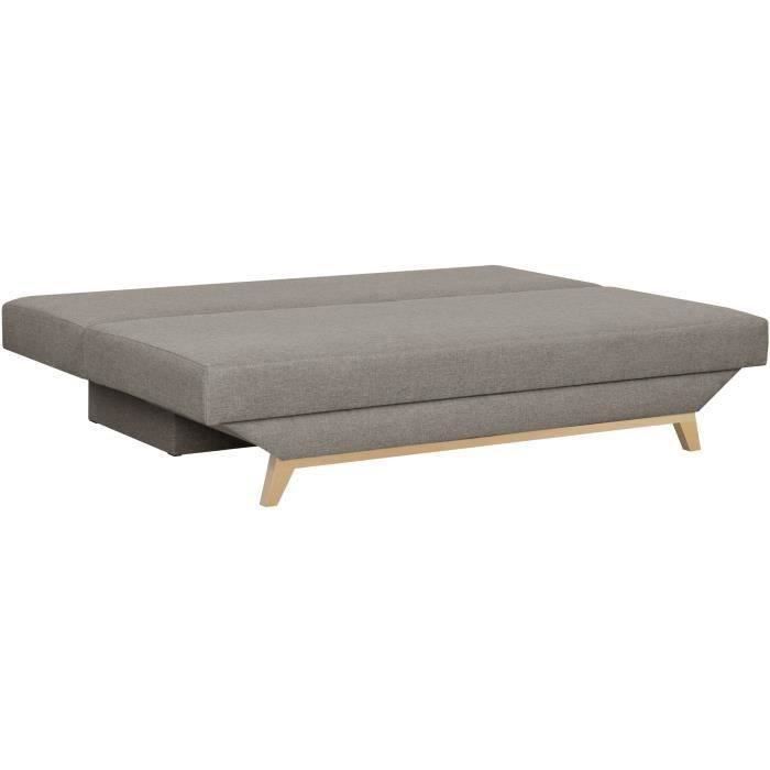 TEIJO Banquette convertible 3 places avec coffre de rangement - Tissu Taupe - L187 x P 91 x H 82 cm