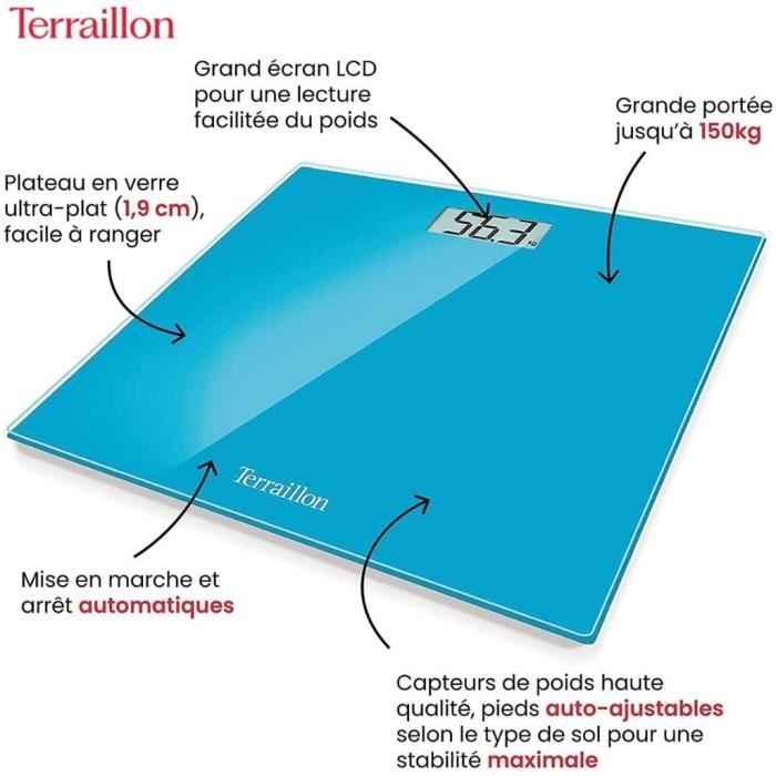 Pese-personne TERRAILLON - TX1500 - électronique - Ultra-Plat - Marche/Arret automatique