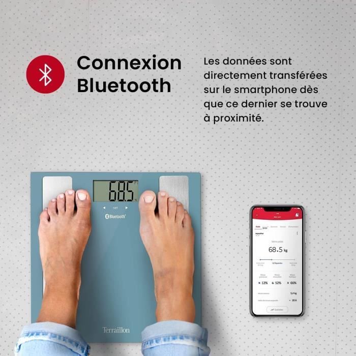 Pese personne TERRAILLON - SMART CONNECT BT - électronique -analyse composition corporelle et IMC - connecté