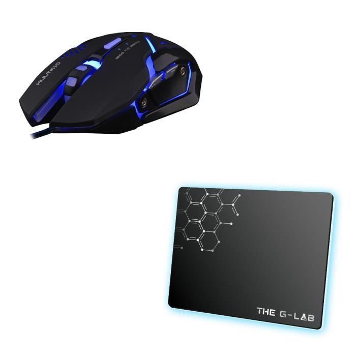 Pack Gamer 4 en 1 - The G-Lab - COMBO ARGON - Souris Filaire - Clavier Filaire - Casque Filaire - Tapis de Souris