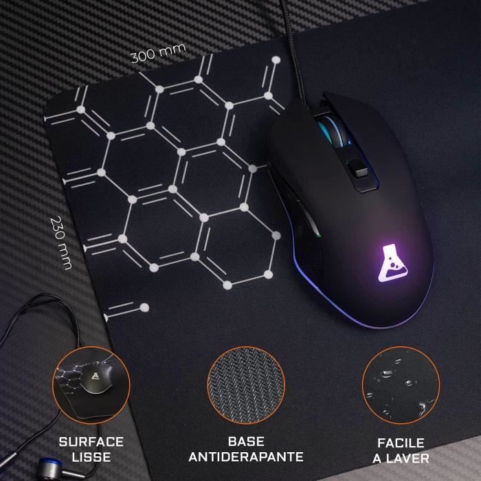 Pack Gamer 3 en 1 - The G-Lab - COMBO HELIUM - Souris Filaire - Clavier Filaire - Tapis de Souris