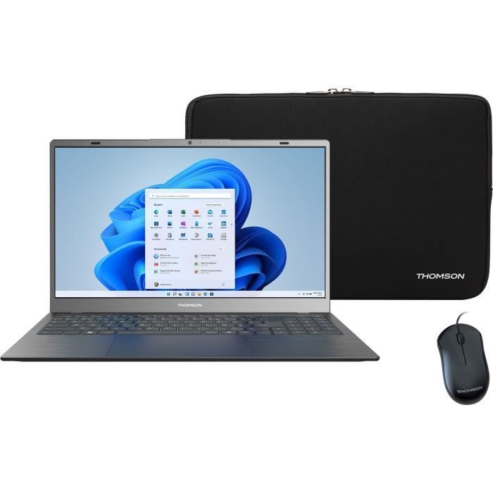 PC Portable Notebook - THOMSON NEO15 - 15,6 FHD - Core i3-10110U - RAM 8Go - 256Go SSD - Windows 11 - Noir - AZERTY + Souris/Sleeve