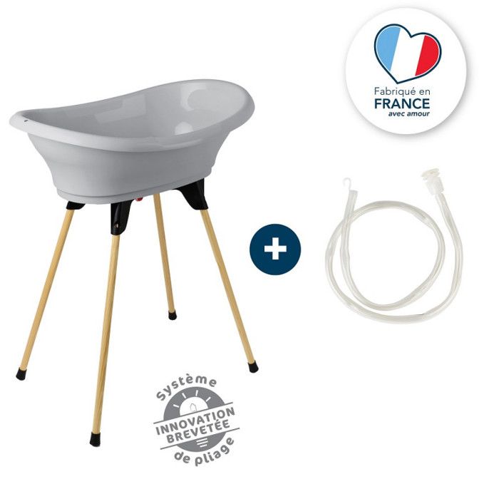 THERMOBABY Kit baignoire VASCO Gris charme : baignoire + pieds + tuyau de vidange