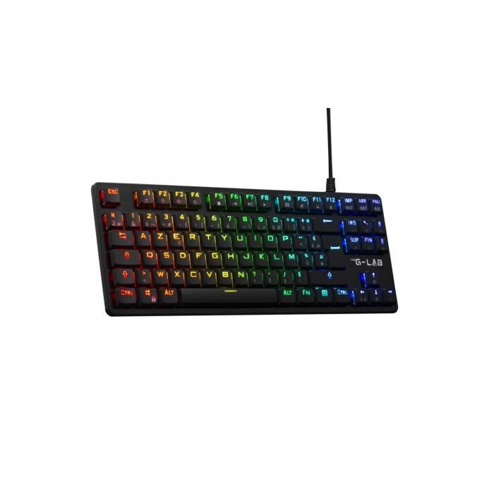 Clavier Gamer - The G-Lab - KEYZ PLATI. TKL - Format TKL - Mécanique (Switch Rouge) - Low Profile - RGB - Noir