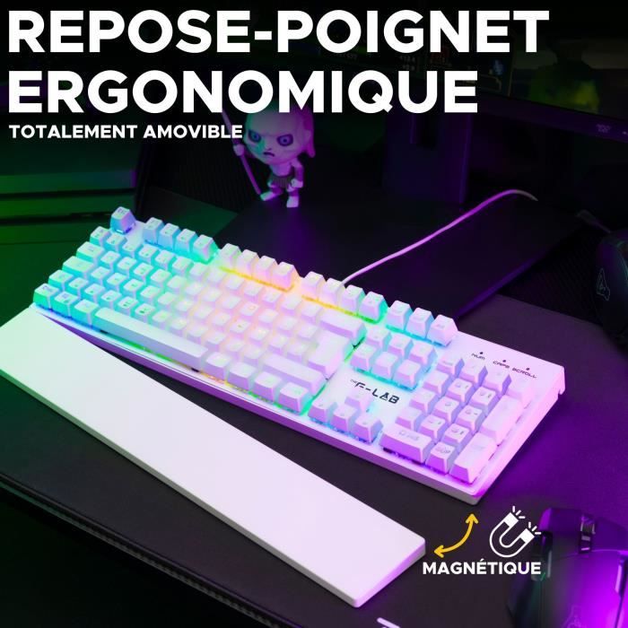 Clavier Gamer - The G-Lab - KEYZ RUBIDIUM - Mécanique (Switch Rouge) - Repose Poignet - RGB - Filaire - Azerty - Blanc