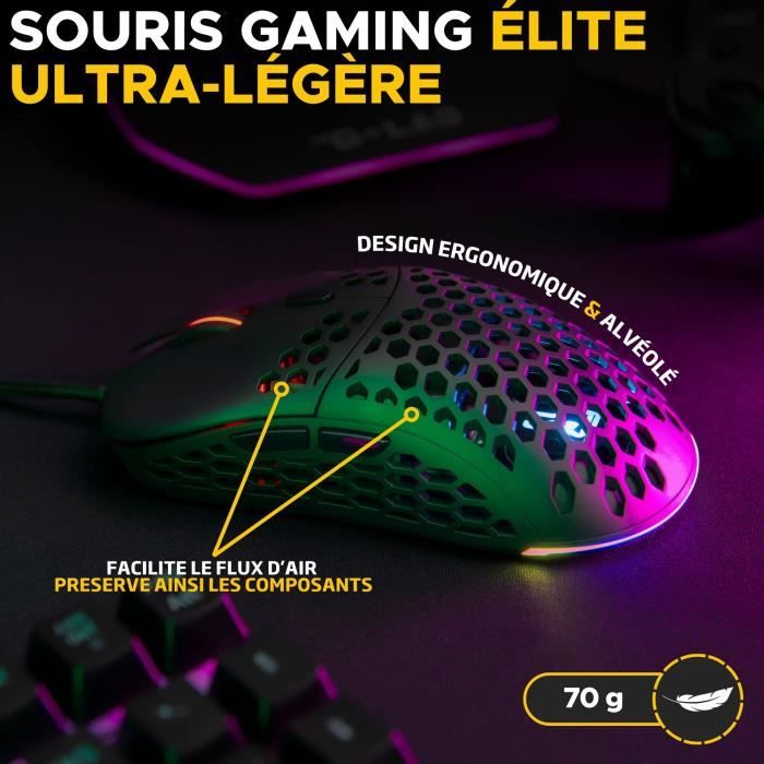 Souris Gamer filaire - The G-Lab - KULT-OXYGEN - RGB - 12800 DPI - Noir