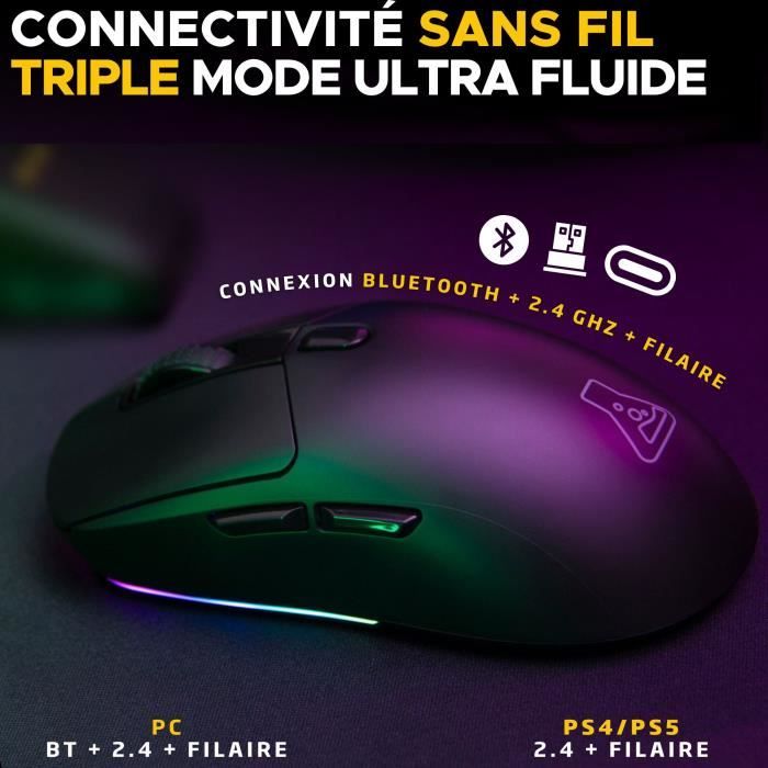 Souris Gamer Competitif - Avec ou sans fil - The G-Lab - KULT-TITAN - RGB - 12000 DPI - Noir