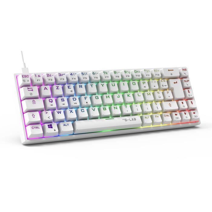 Clavier Gamer - The G-Lab - KEYZ TITAN - Mécanique (Switch Rouge) - Filaire - RGB - Blanc