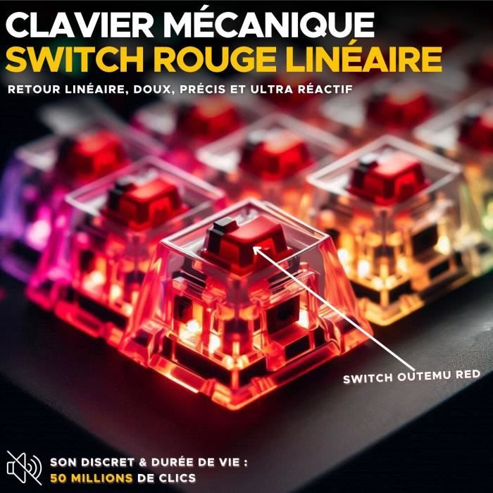 Clavier Gamer - The G-Lab - KEYZ TITAN - Mécanique (Switch Rouge) - Filaire - RGB - Blanc