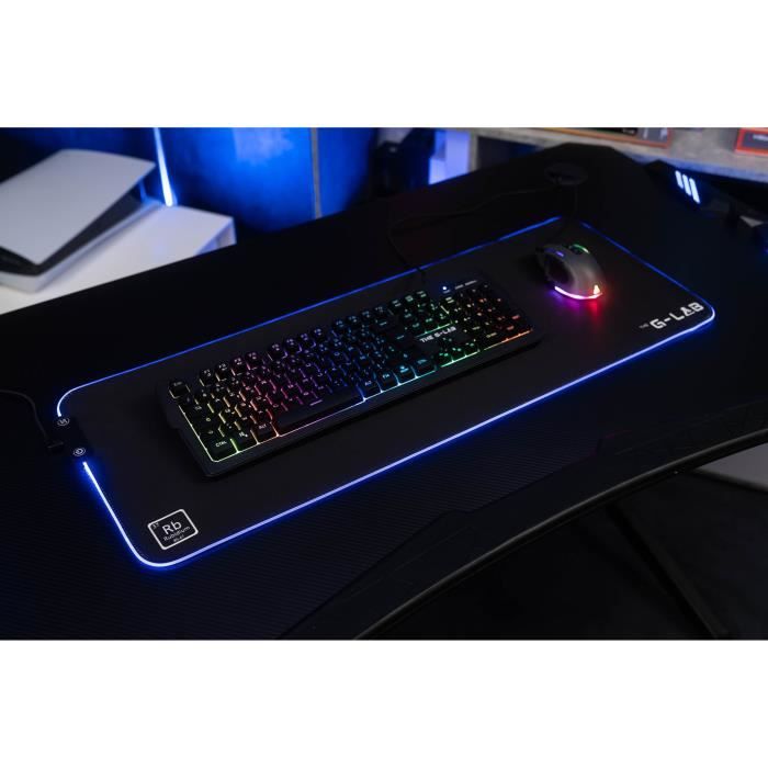 Tapis de Souris - XXL - The G-Lab - PAD RUBIDIUM - RGB USB - 800x300x3mm - Noir