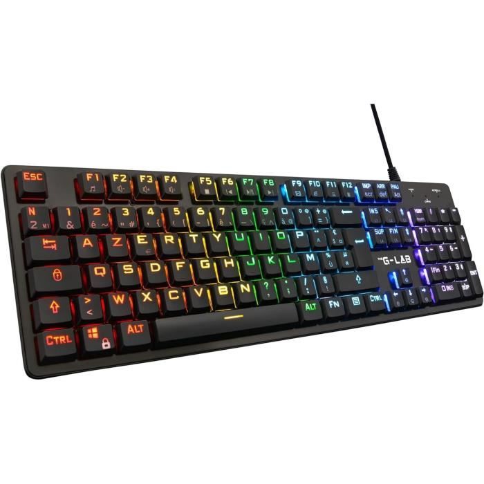 Clavier Gamer - The G-Lab - KEYZ PLATINIUM - Mécanique (Switch Rouge) - Ultra Low Profile - RGB - Filaire - Azerty - Noir