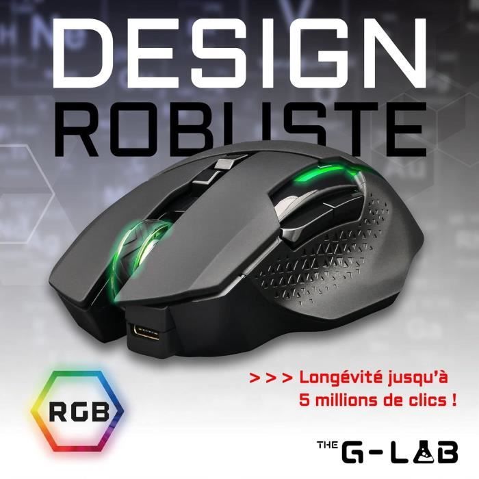 Souris Gamer Sans fil - The G-Lab - KULT CEASIUM - Noir