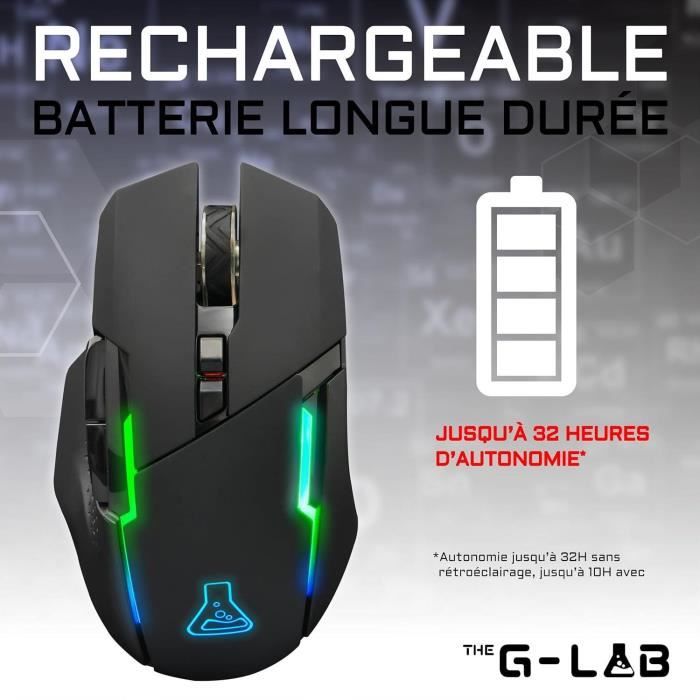 Souris Gamer Sans fil - The G-Lab - KULT CEASIUM - Noir