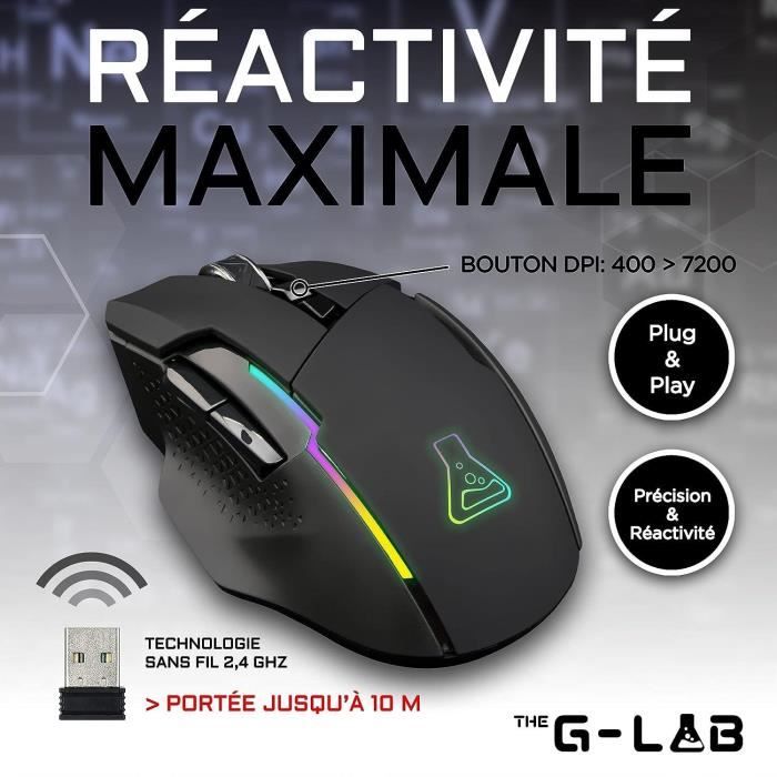 Souris Gamer Sans fil - The G-Lab - KULT CEASIUM - Noir