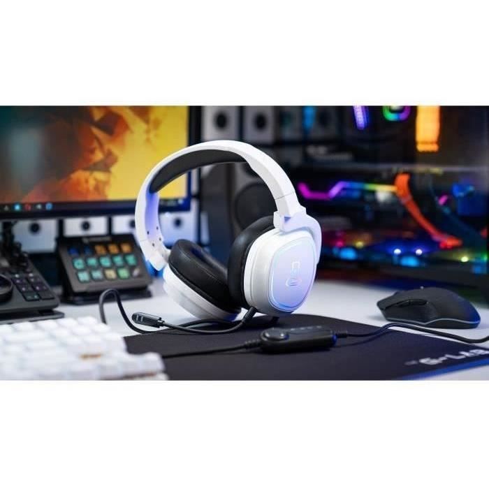 Casque Gamer Filaire - The G-Lab - KORP RADIUM - Microphone - RGB - Blanc