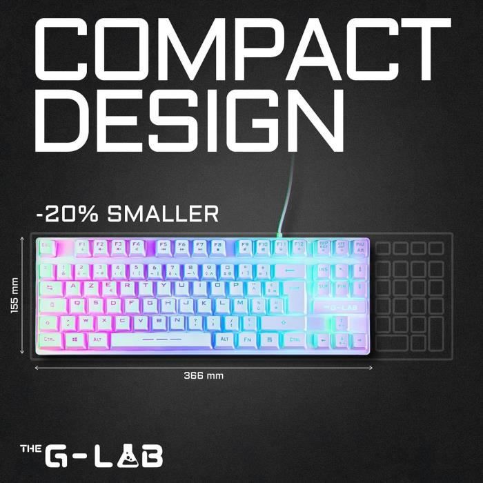 Clavier Gamer - The G-Lab - KEYZ CAESIUM TKL - RGB - Filaire - 100% Personnalisable - Azerty - Noir