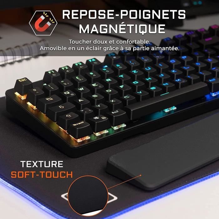 Clavier Gamer - The G-Lab - KEYZ RUBIDIUM - Mécanique (Switch Rouge) - Repose Poignet - RGB - Filaire - Azerty - Noir