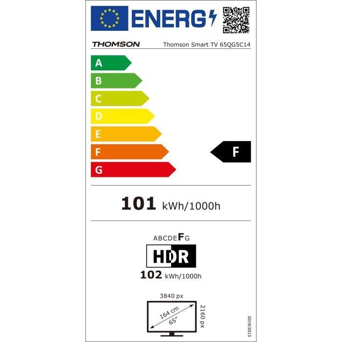 THOMSON 65QG5C14 - TV QLED 65 (165 cm) - 4K UHD - HDR10 - Smart TV Android - 4xHDMI 2.1