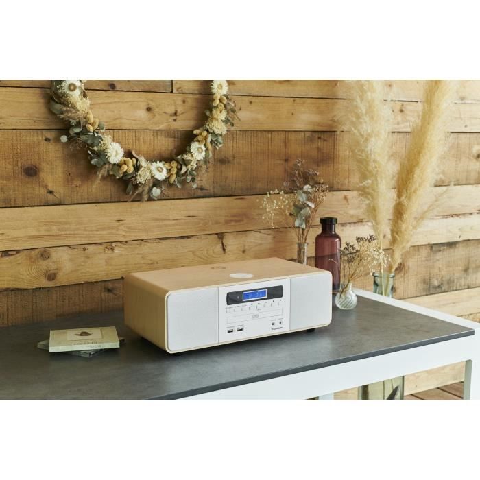 Chaîne compacte Bluetooth - THOMSON - Blanche/Induction - Radio FM/CD/MP3/USB, 50W, Égaliseur, Télécommande, Alim. 230V