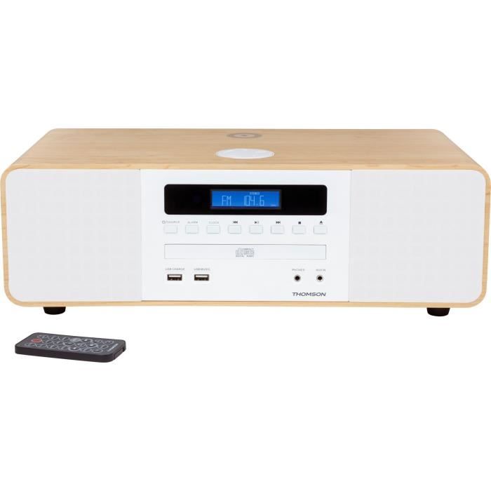 Chaîne compacte Bluetooth - THOMSON - Blanche/Induction - Radio FM/CD/MP3/USB, 50W, Égaliseur, Télécommande, Alim. 230V