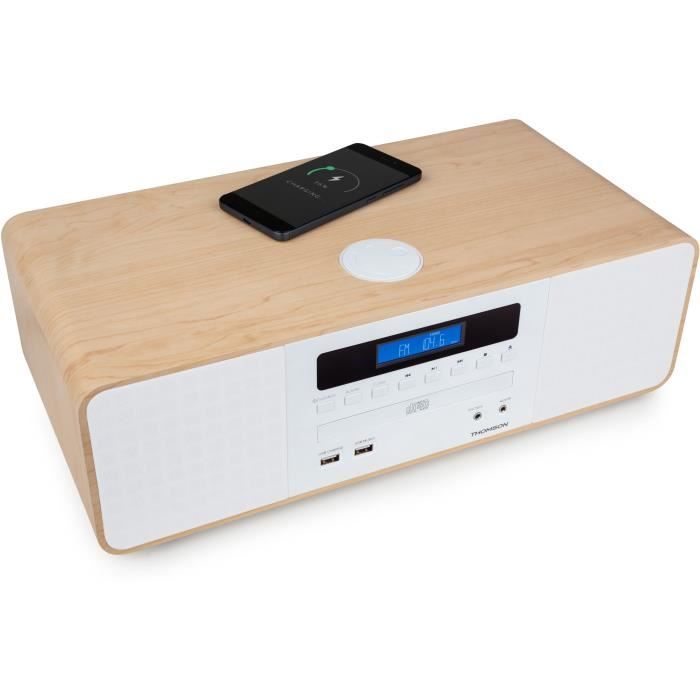 Chaîne compacte Bluetooth - THOMSON - Blanche/Induction - Radio FM/CD/MP3/USB, 50W, Égaliseur, Télécommande, Alim. 230V