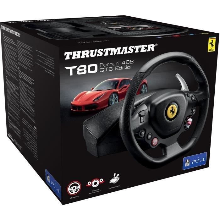 THRUSTMASTER Volant T80 FERRARI 488 GTB Edition -PS4 / PC / Fonctionne avec les jeux PS5*