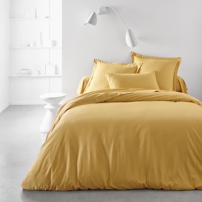 Drap housse TODAY Essential - 140 x 190 cm - 2 personnes - 100% Coton uni - Ocre