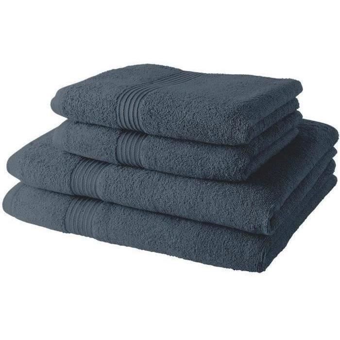 2 Serviettes de bain TODAY 50x90 + 2 Draps de bain 70x130 cm 100% Coton - Denim