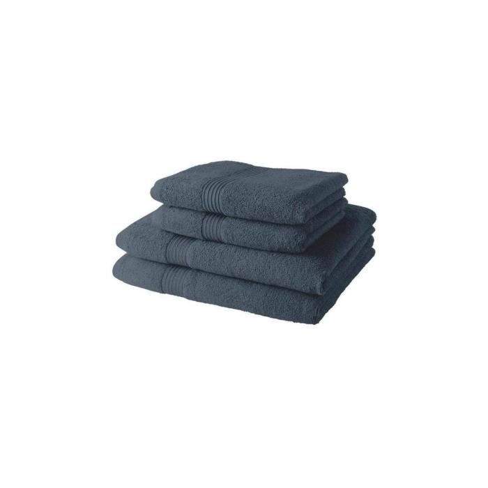 2 Serviettes de bain TODAY 50x90 + 2 Draps de bain 70x130 cm 100% Coton - Denim