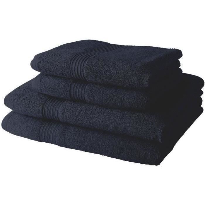 2 Serviettes de bain TODAY 50x90 + 2 Draps de bain 70x130 cm 100% Coton - Navy