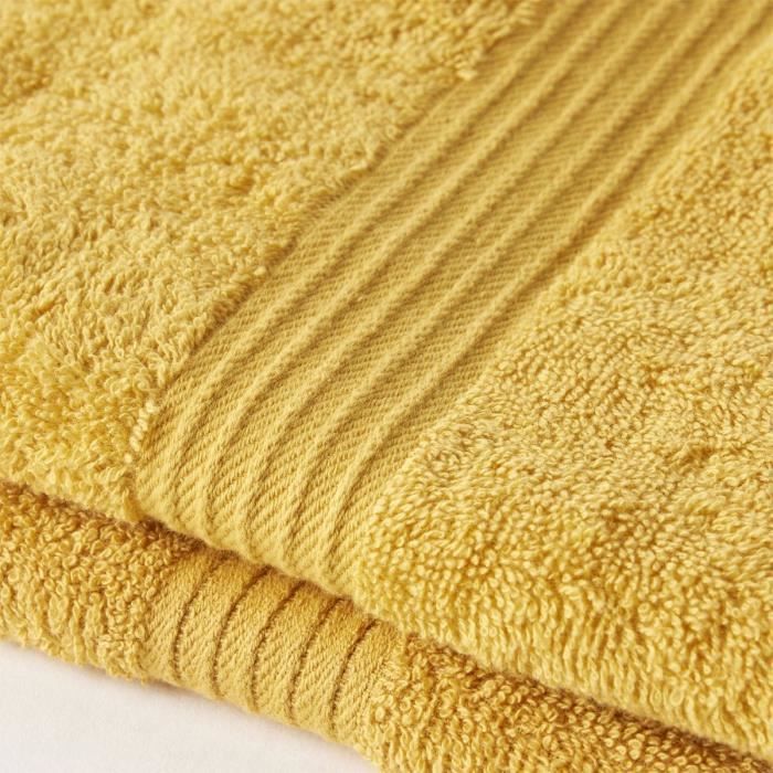 TODAY Essential - Lot de 2 serviettes de toilette 50x90 cm 100% Coton coloris ocre