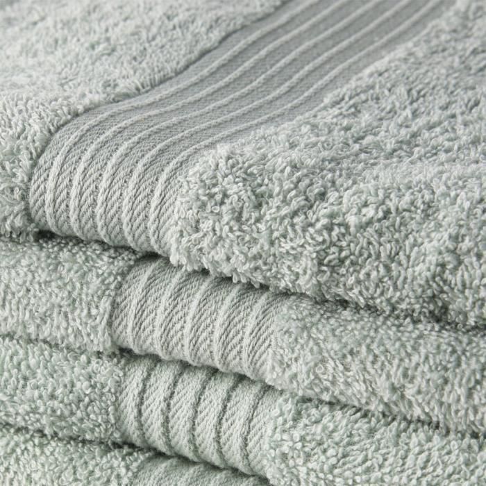 TODAY Essential - Lot de 5 draps de bain 70x130 cm 100% Coton coloris céladon