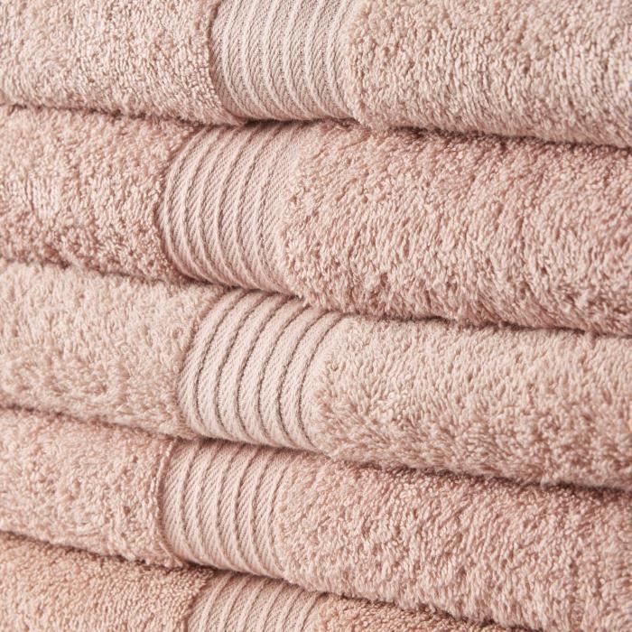 TODAY Essential - Lot de 10 serviettes de toilette 50x90 cm 100% Coton coloris rose