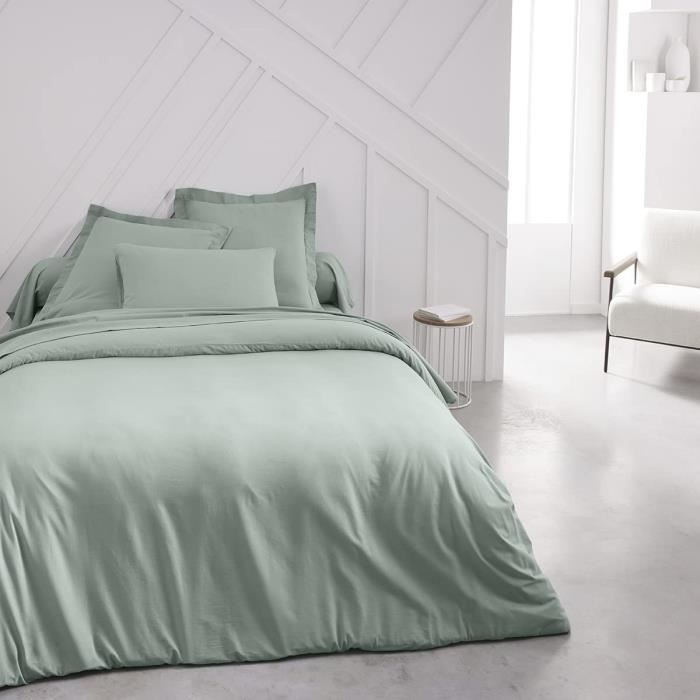 Housse de couette TODAY Essential - 220 x 240 cm - 2 personnes - 100% Coton uni - Celadon