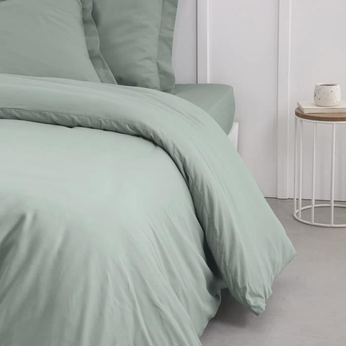 Housse de couette TODAY Essential - 220 x 240 cm - 2 personnes - 100% Coton uni - Celadon