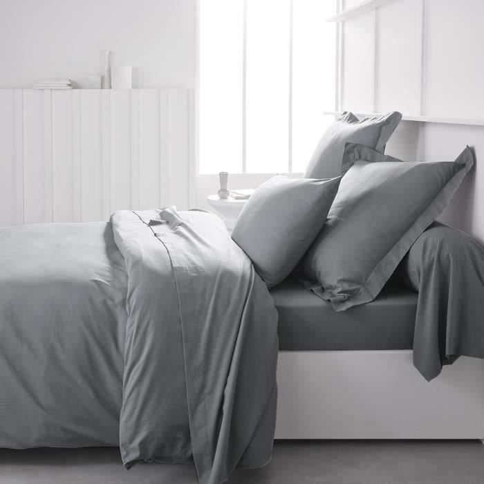 TODAY Housse de couette Essential - 240 x 260 cm - 2 personnes - 100% Coton uni - Acier