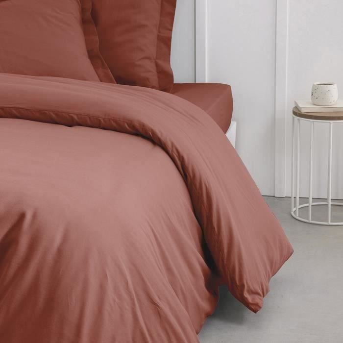 Housse de couette TODAY Essential - 240 x 260 cm - 2 personnes - 100% Coton uni - Terracotta