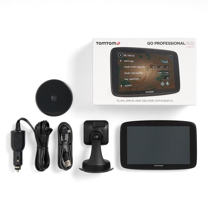 GPS poids lourds TomTom GO Professional 620 - cartographie Europe 49 pays - Wi-Fi intégré - appels mains-libres