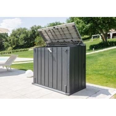 Coffre de jardin STORER PLUS XL - Résine - Capacité 1270L - Noir et gris